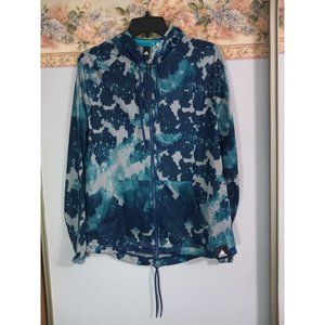 Adidas Medium Blue Camo Colorful Mesh Hooded Pocket Sport Gym Athleisure Jacket